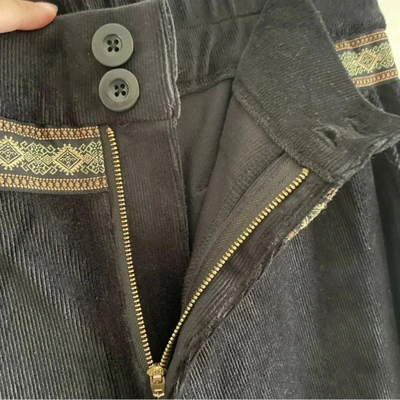 Celestial Blue Black Corduroy Ribbon Detail High Rise Loose Leg Pant Women’s Med - Picture 6 of 12